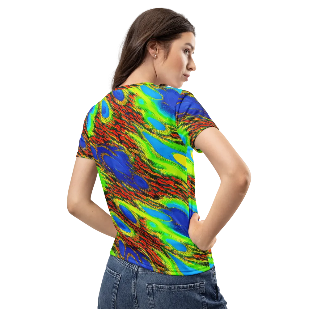 Vibrant Veinwork on Women's Crew Neck T-Shirt — Back