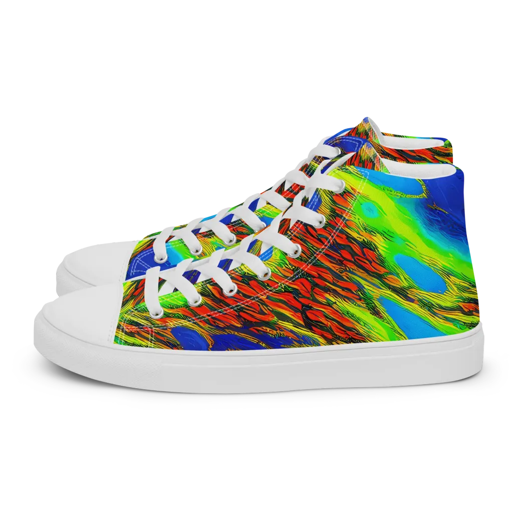 Vibrant Veinwork on Women's High Top Canvas Shoes — Left