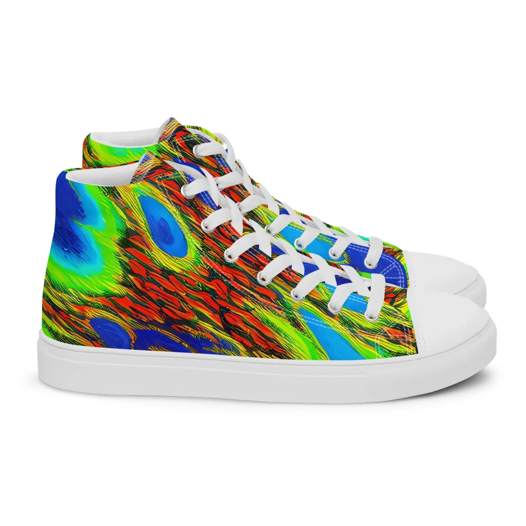 Vibrant Veinwork on Women's High Top Canvas Shoes — Right