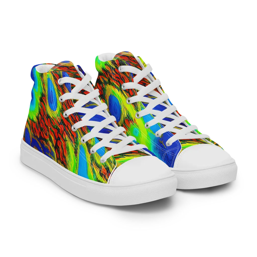 Vibrant Veinwork on Women's High Top Canvas Shoes — Right Front