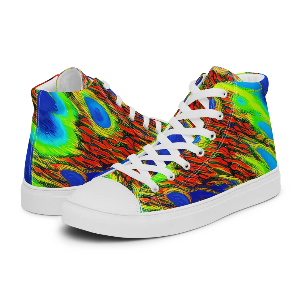 Vibrant Veinwork on Women's High Top Canvas Shoes — Left