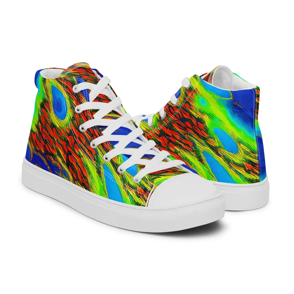Vibrant Veinwork on Women's High Top Canvas Shoes — Right