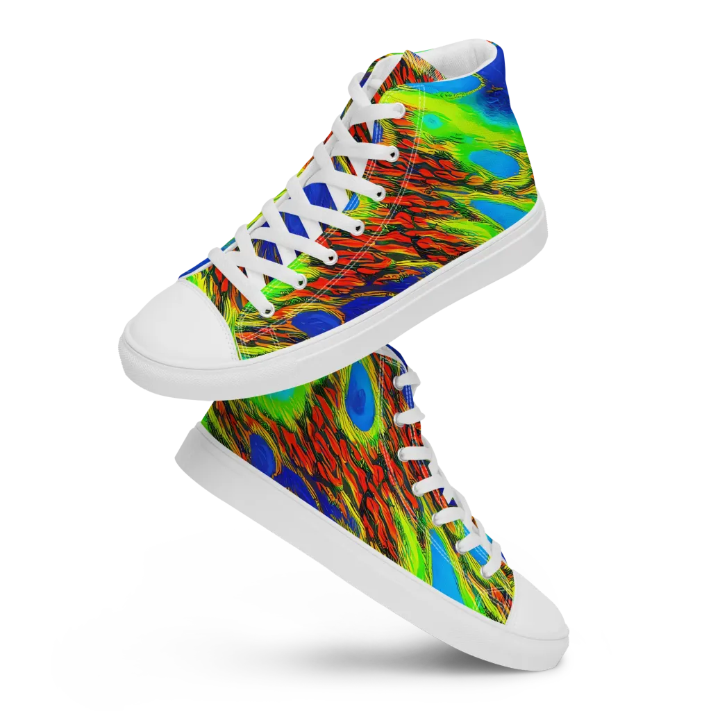 Vibrant Veinwork on Women's High Top Canvas Shoes — Front