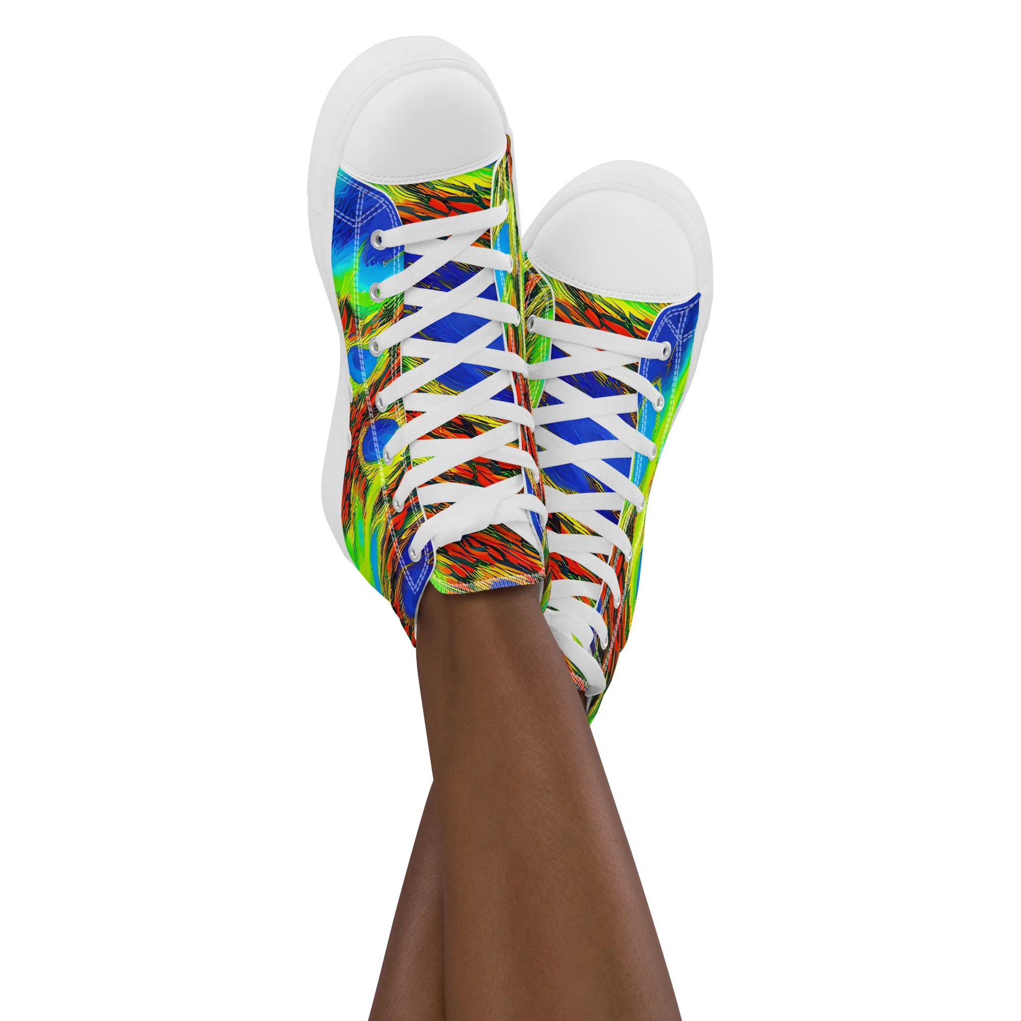 Vibrant Veinwork on Women's High Top Canvas Shoes — Front