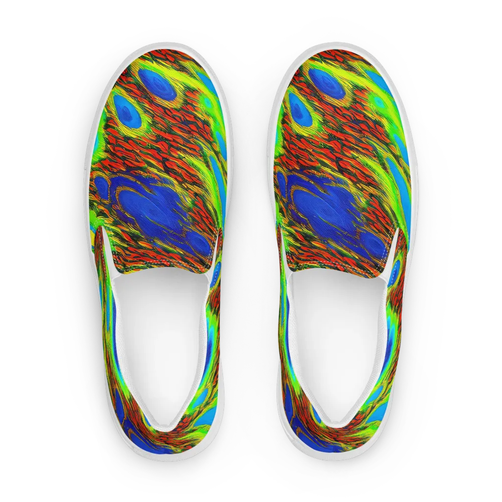 Vibrant Veinwork on Men's Slip-On Canvas Shoes — Front