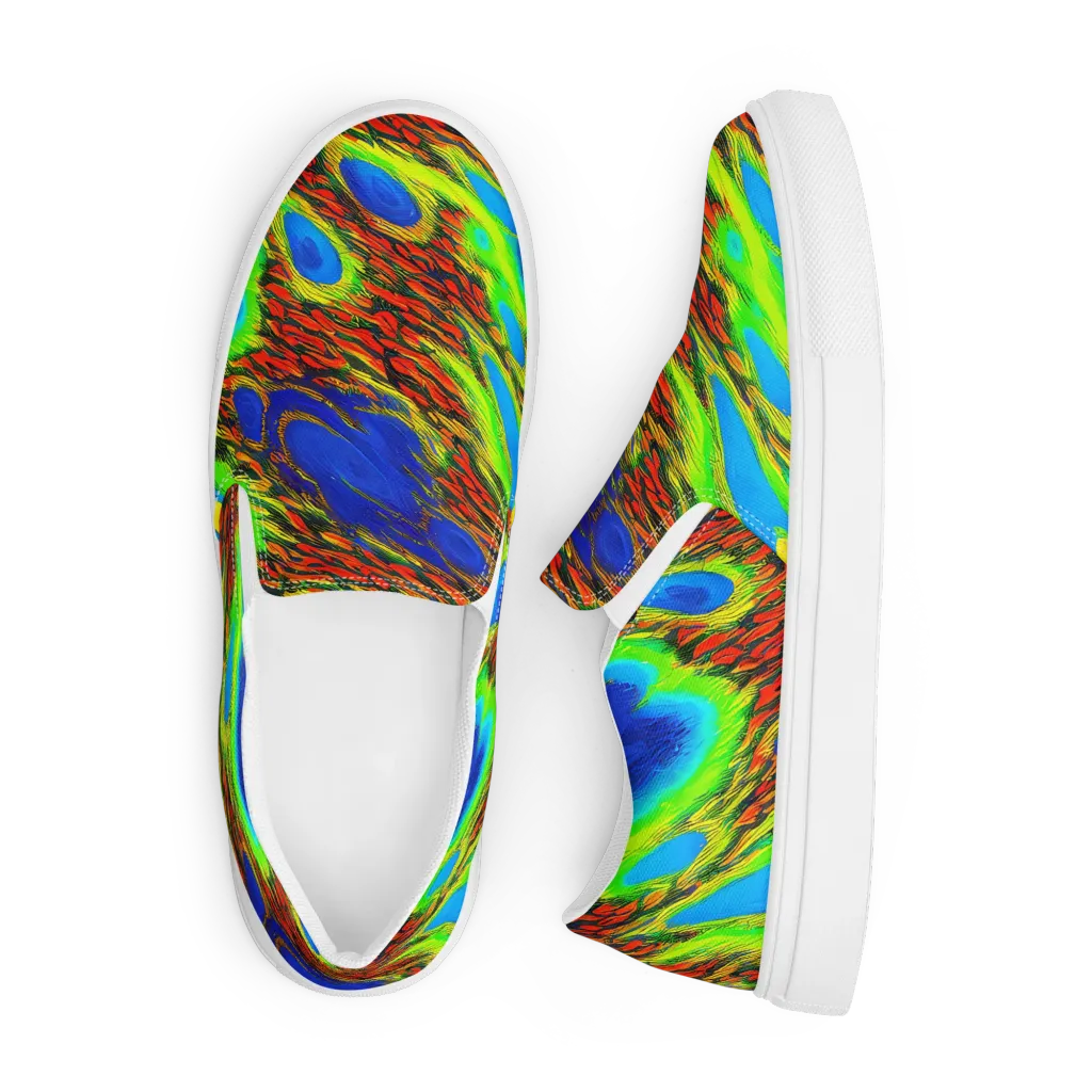 Vibrant Veinwork on Men's Slip-On Canvas Shoes — Front