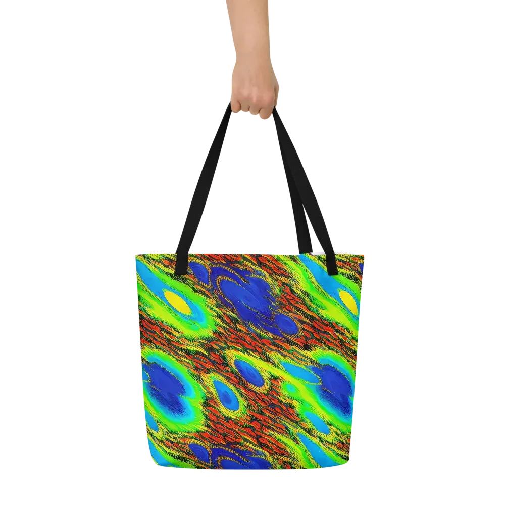 Vibrant Veinwork on Large Tote Bag W/ Pocket — Front