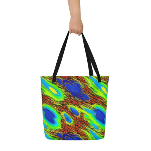 Vibrant Veinwork on a Large Tote Bag W/ Pocket