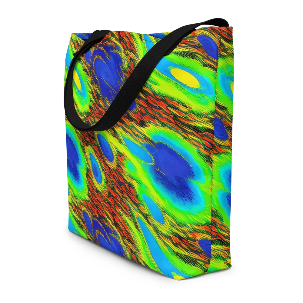 Vibrant Veinwork on Large Tote Bag W/ Pocket — Front