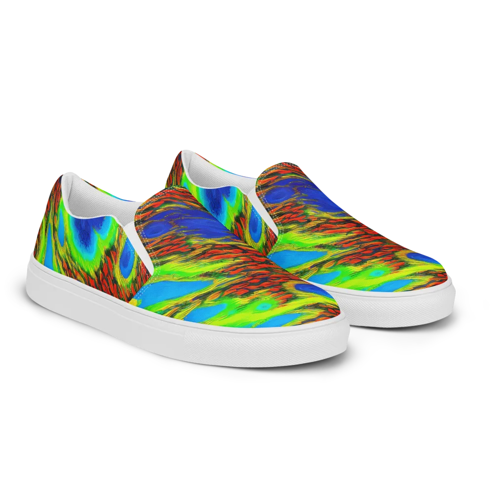 Vibrant Veinwork on Women's Slip-On Canvas Shoes — Right Front