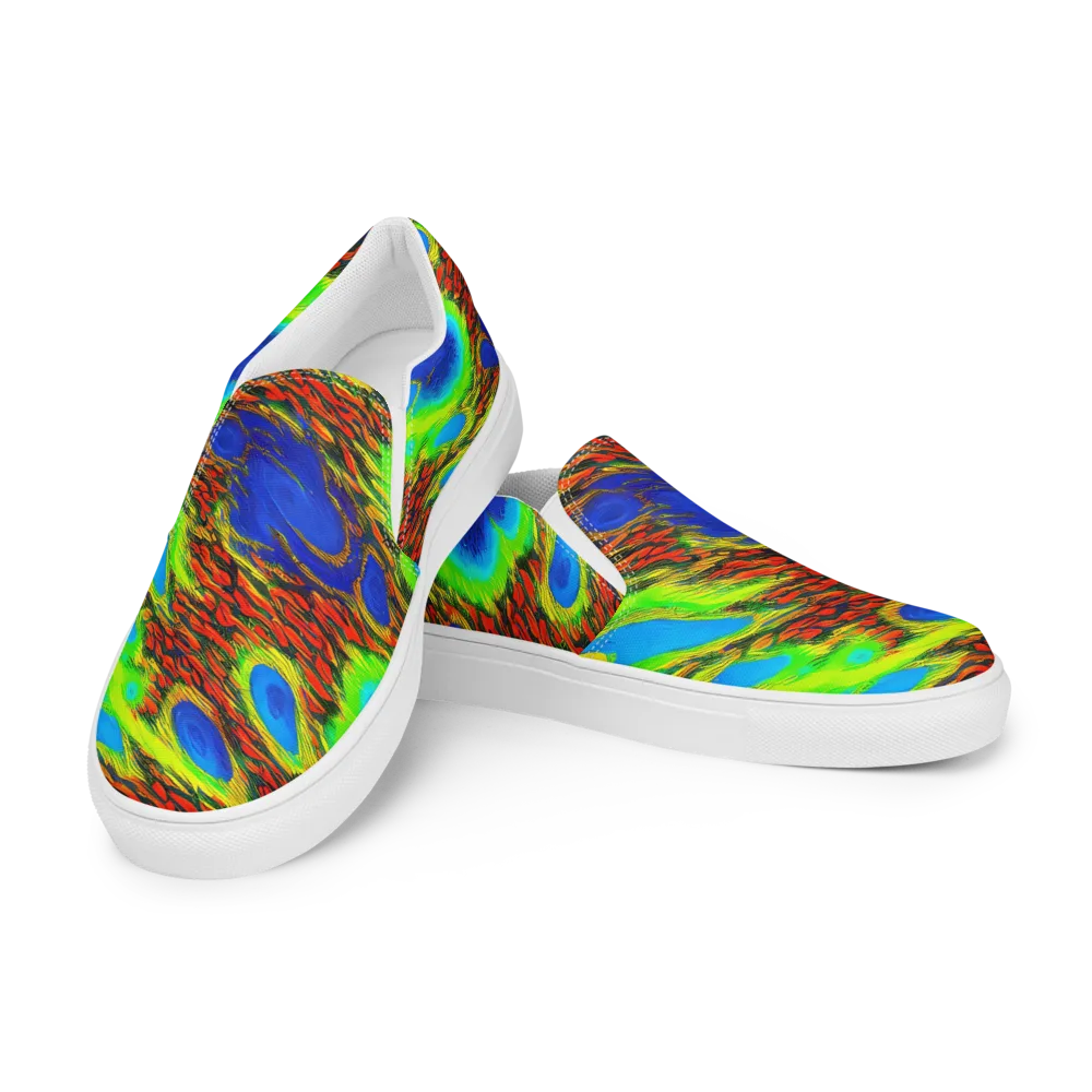 Vibrant Veinwork on Women's Slip-On Canvas Shoes — Left Front