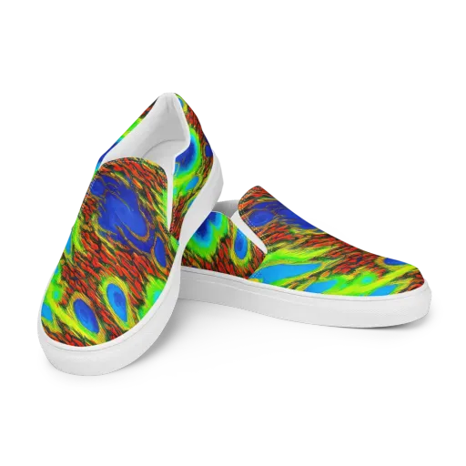 Vibrant Veinwork on a Women's Slip-On Canvas Shoes