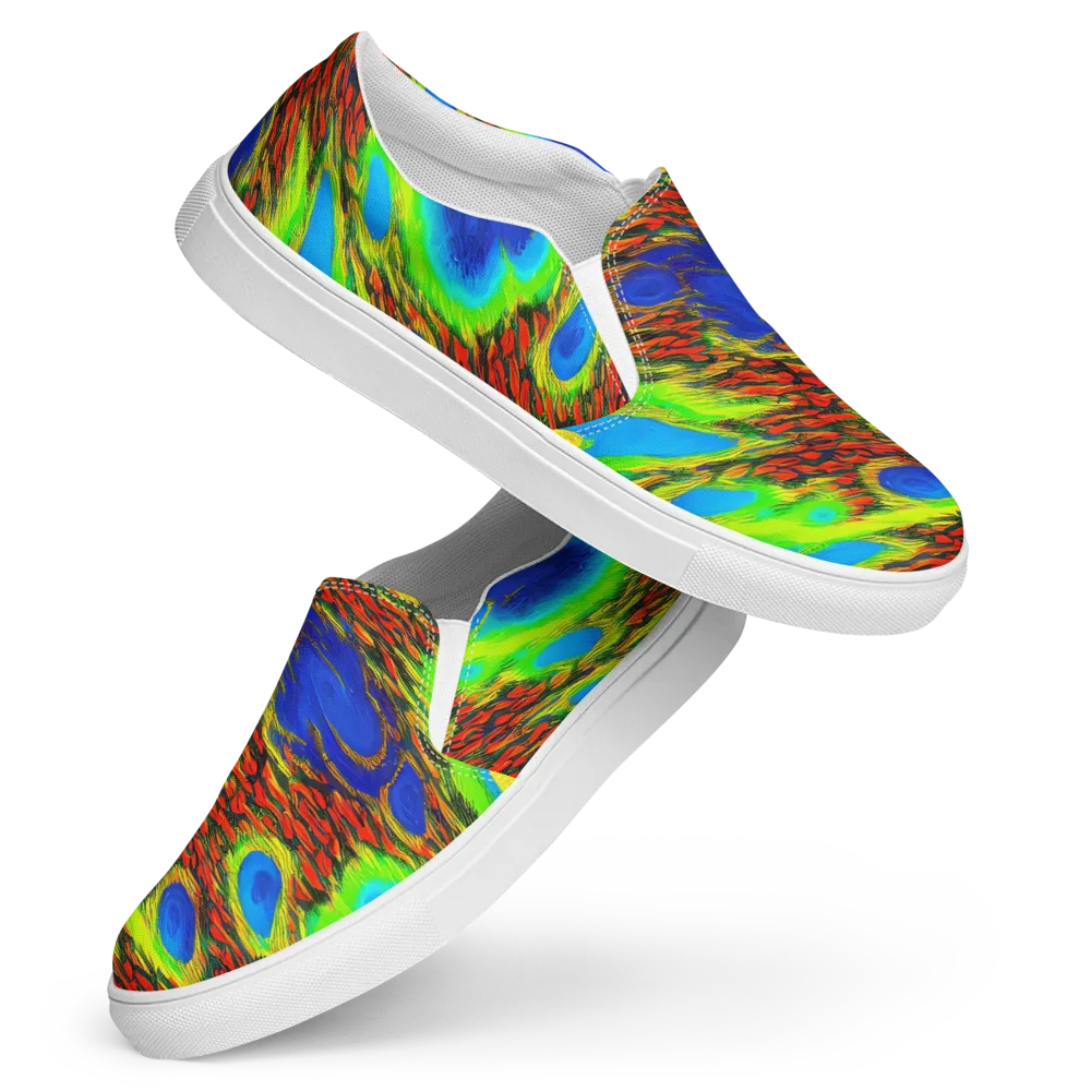 Vibrant Veinwork on Women's Slip-On Canvas Shoes — Front