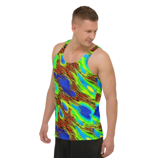 Vibrant Veinwork on a Men's Tank Top