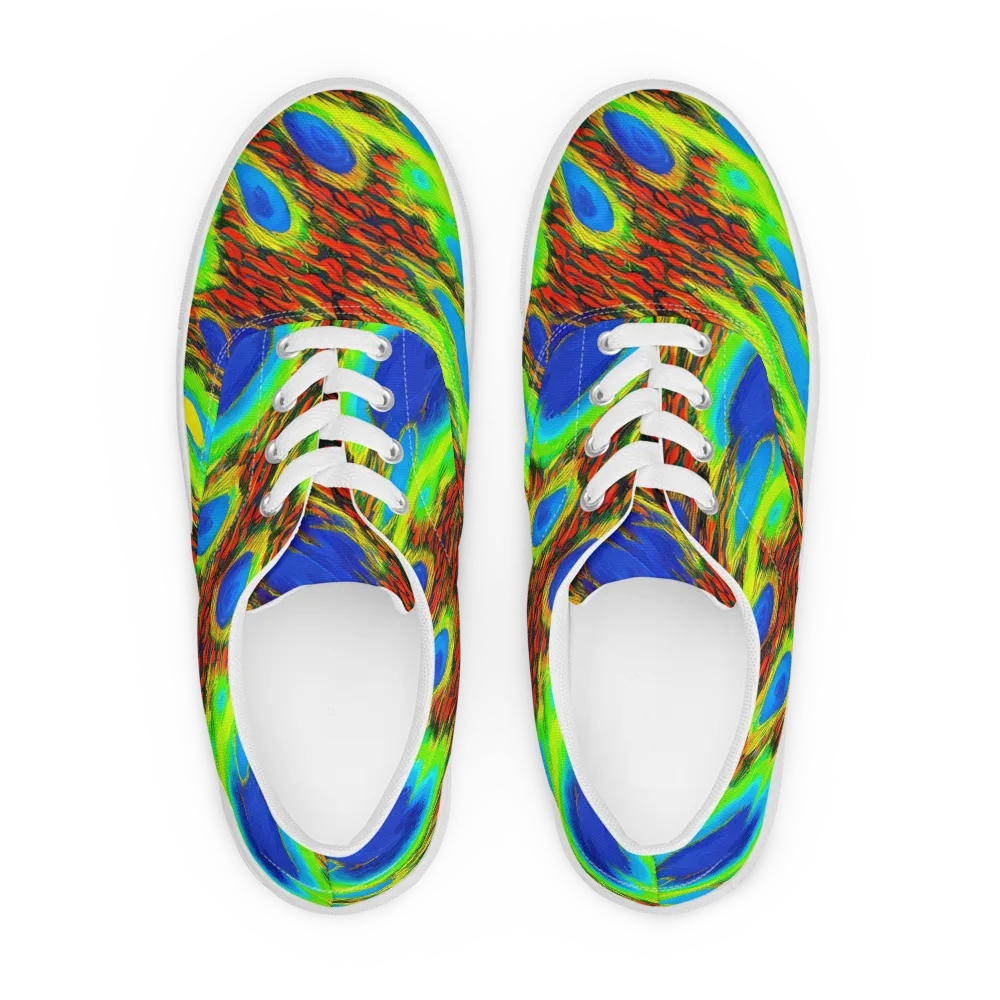 Vibrant Veinwork on Men's Lace-Up Canvas Shoes — Front