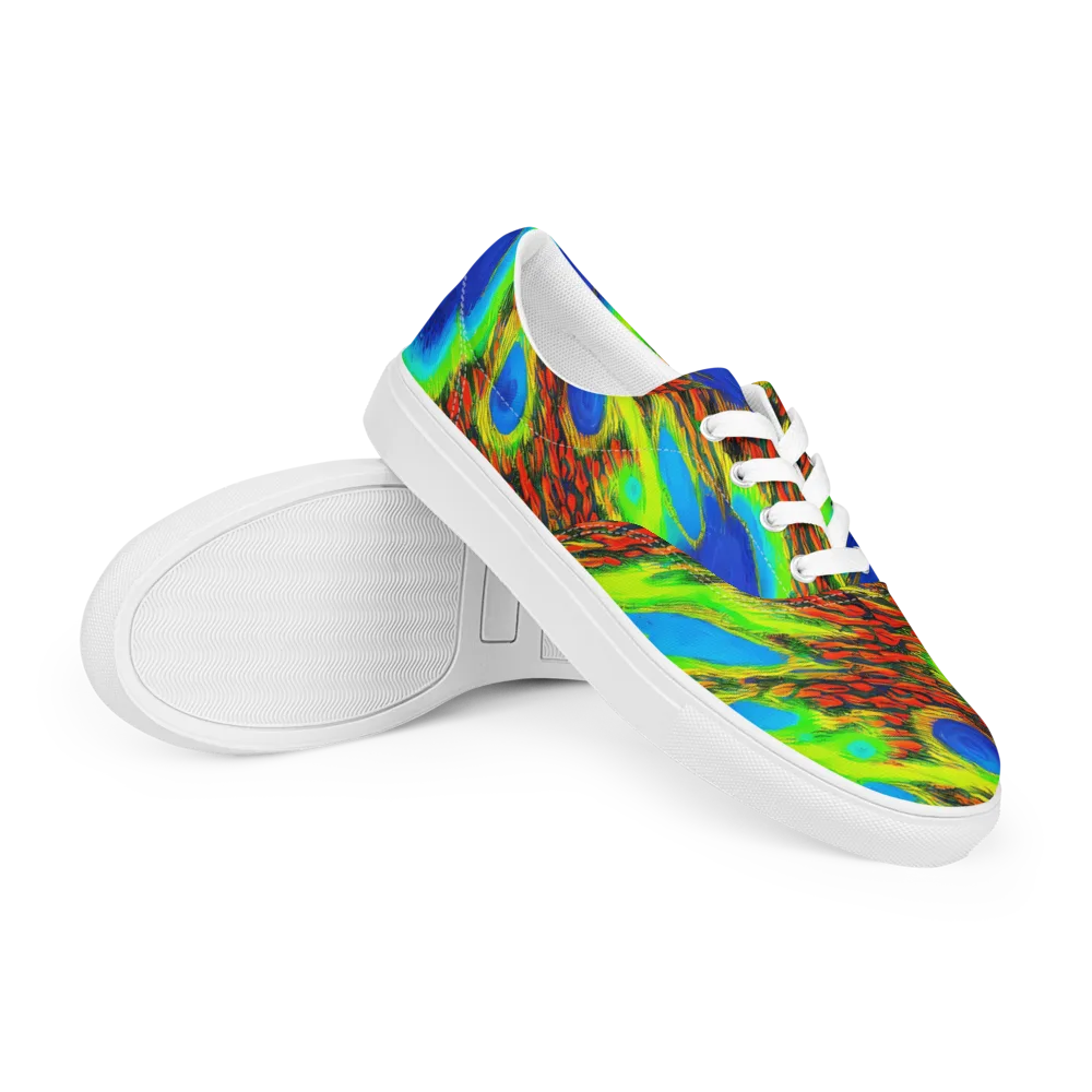 Vibrant Veinwork on Men's Lace-Up Canvas Shoes — Right Front