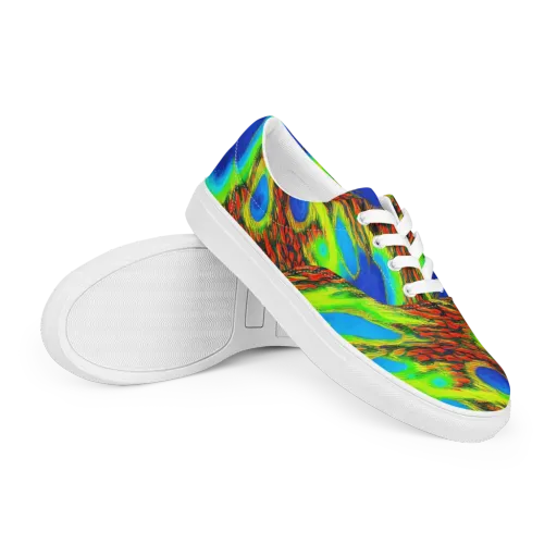 Vibrant Veinwork on a Men's Lace-Up Canvas Shoes