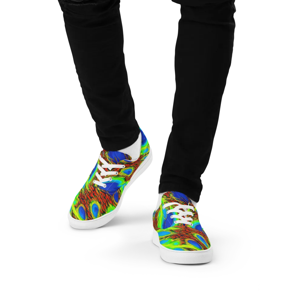 Vibrant Veinwork on Men's Lace-Up Canvas Shoes — Front