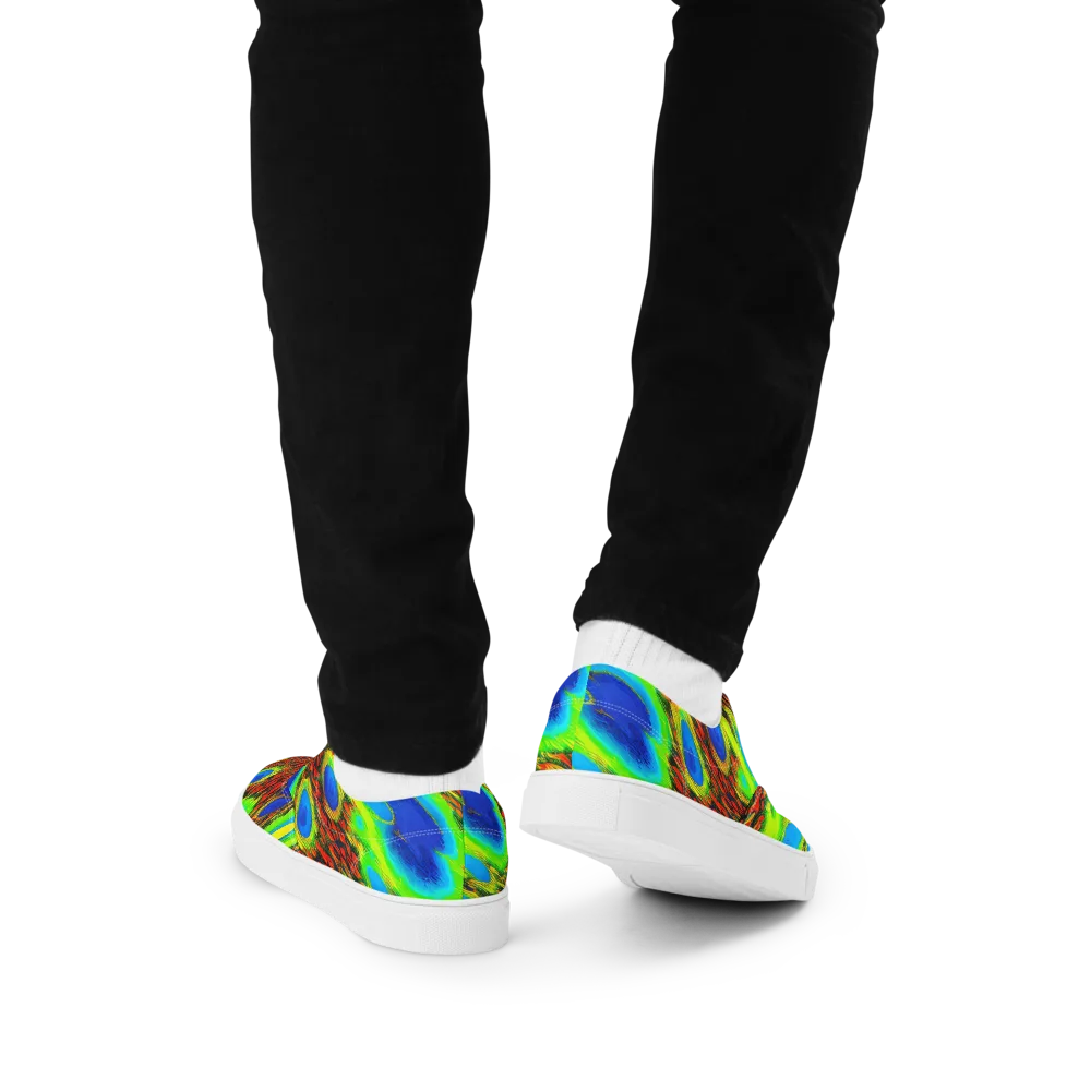 Vibrant Veinwork on Men's Lace-Up Canvas Shoes — Back