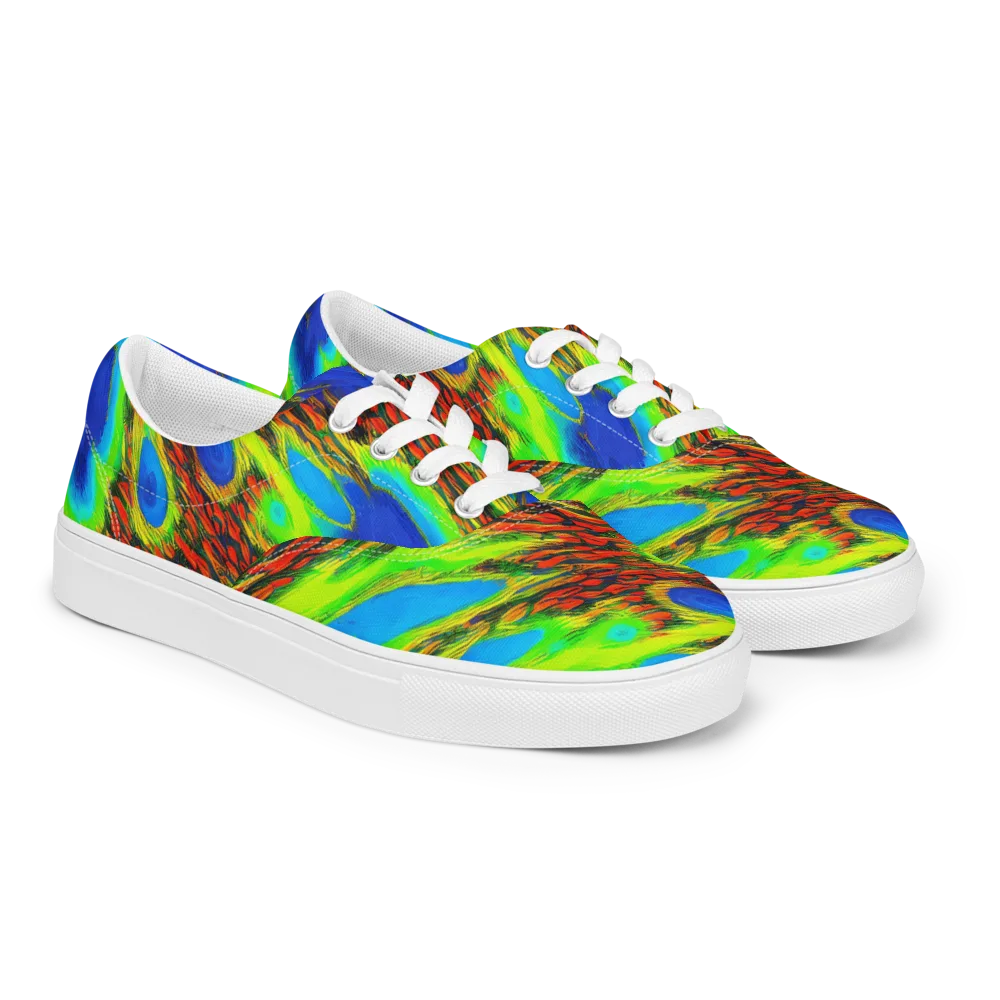Vibrant Veinwork on Men's Lace-Up Canvas Shoes — Right Front