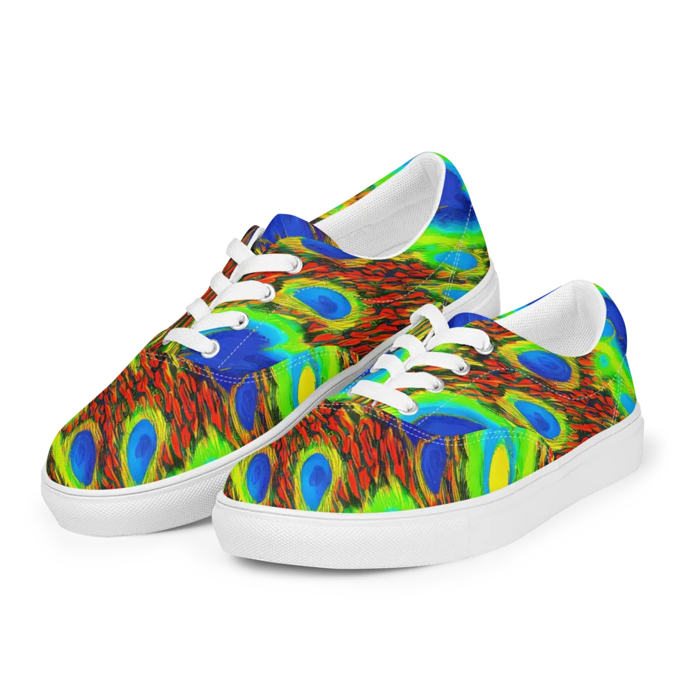 Vibrant Veinwork on Men's Lace-Up Canvas Shoes — Left Front