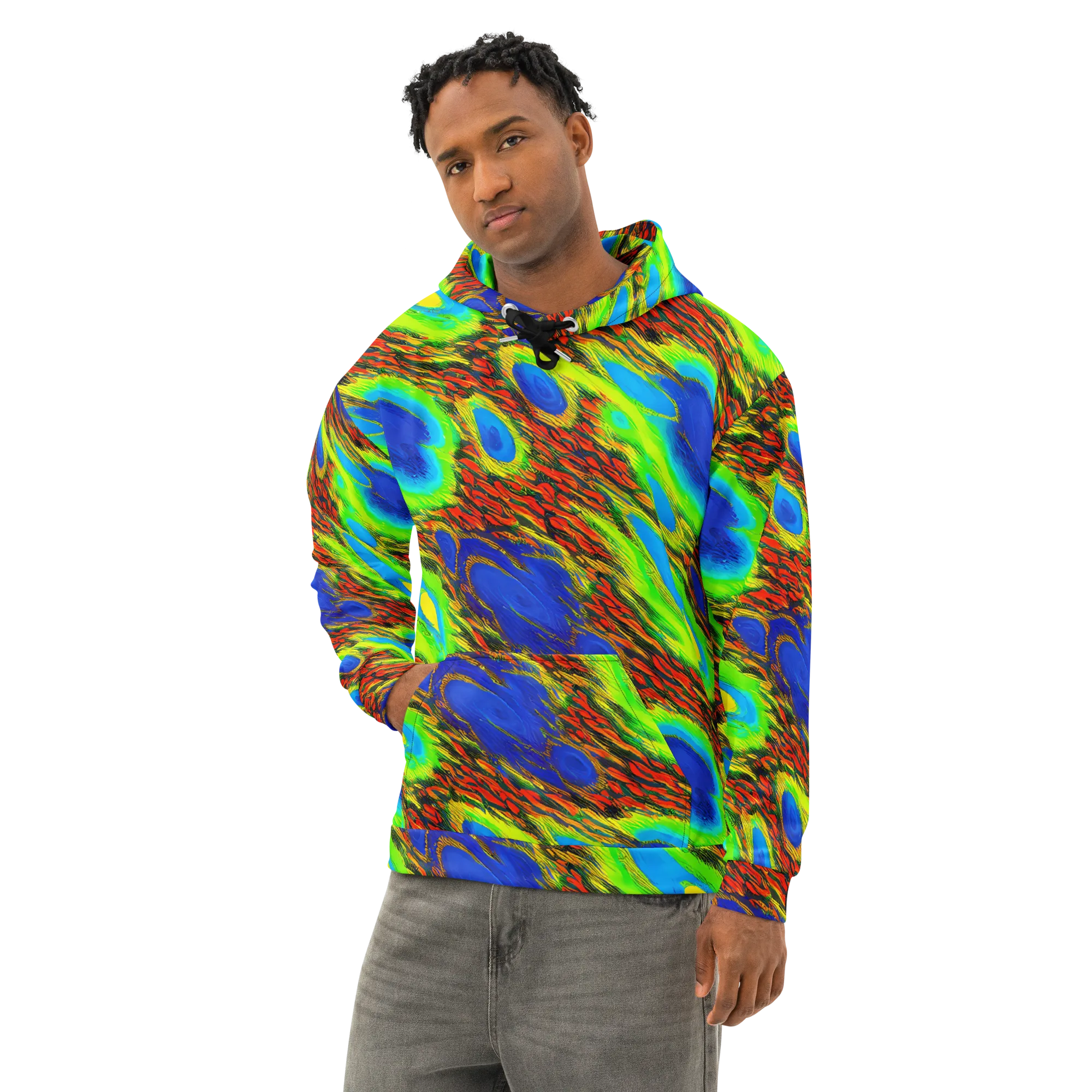 Vibrant Veinwork on Cotton Hoodie — Left Front