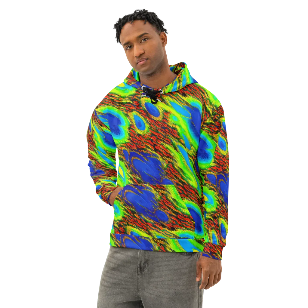 Vibrant Veinwork on Cotton Hoodie — Left Front