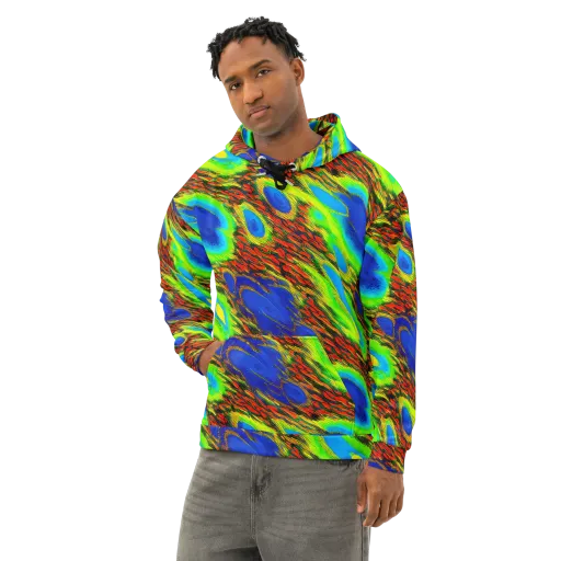 Vibrant Veinwork on a Cotton Hoodie