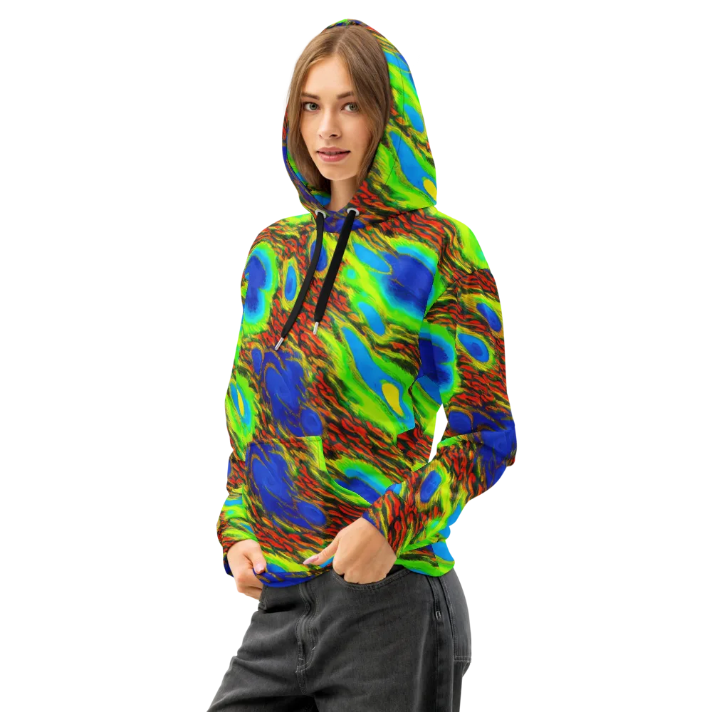 Vibrant Veinwork on Cotton Hoodie — Left Front