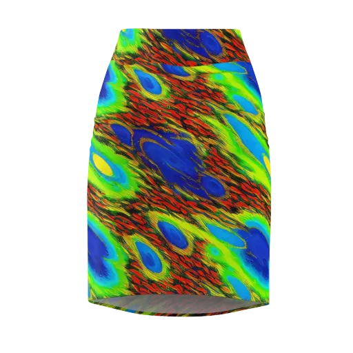 Vibrant Veinwork on a Pencil Skirt