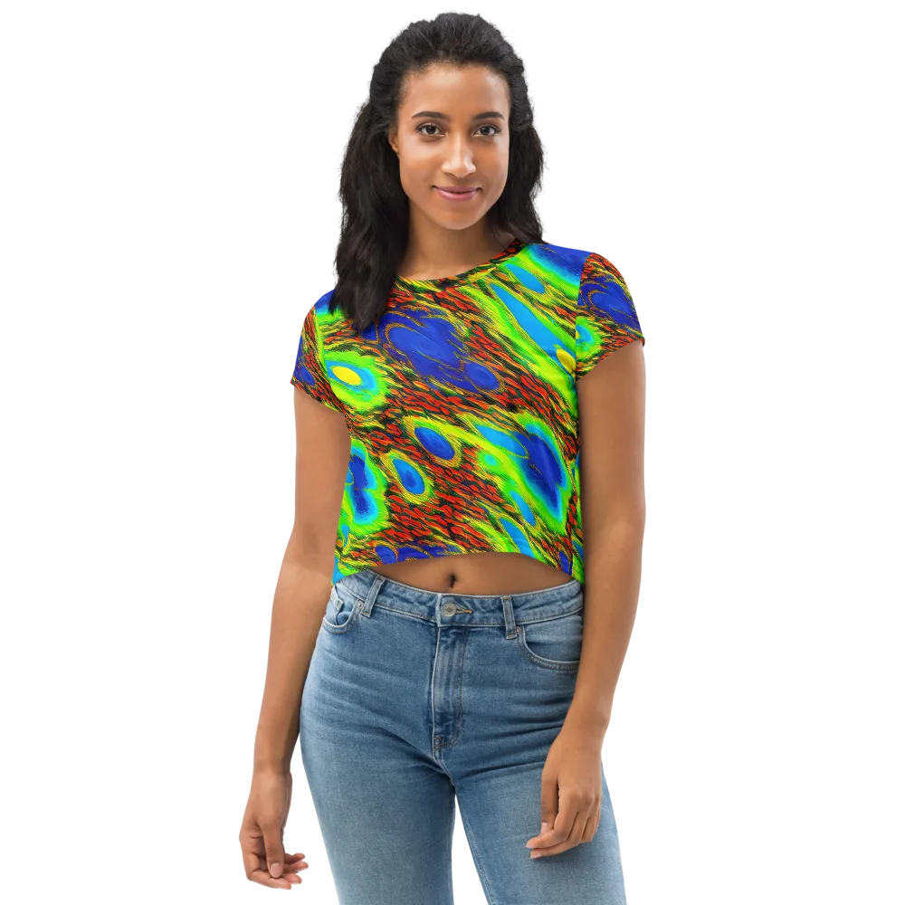 Vibrant Veinwork on Crop Tee — Front