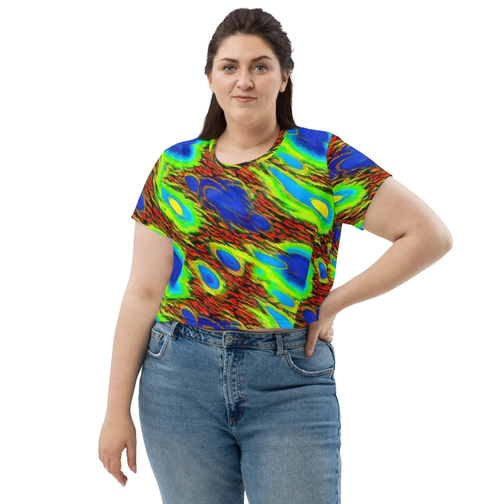 Vibrant Veinwork on Crop Tee — Front