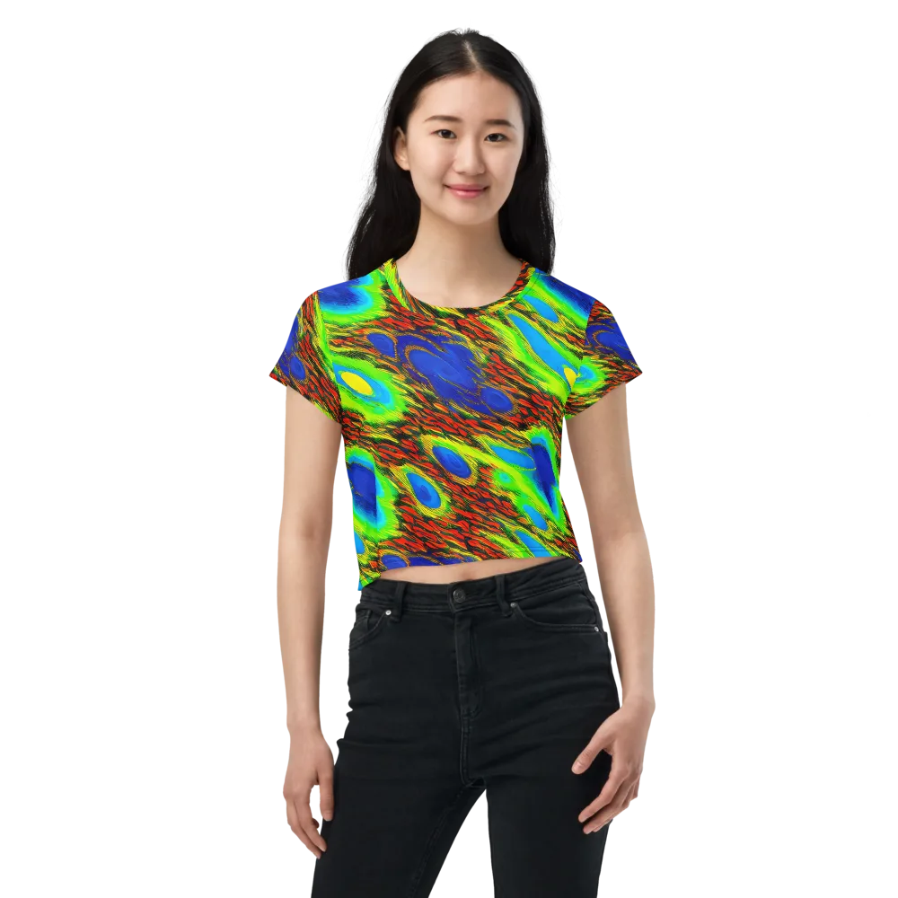 Vibrant Veinwork on Crop Tee — Front