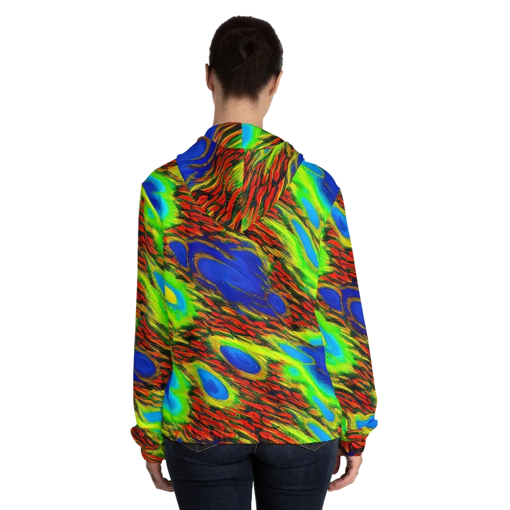 Vibrant Veinwork on Women's Full-Zip Hoodie — Back On Person