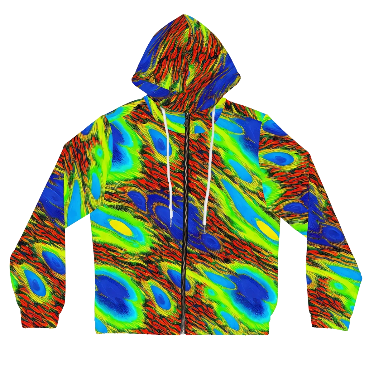 Vibrant Veinwork on Women's Full-Zip Hoodie — Front