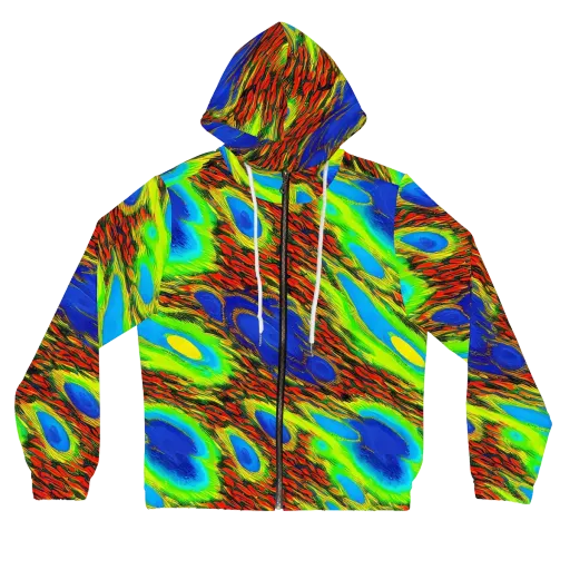 Vibrant Veinwork on a Women's Full-Zip Hoodie