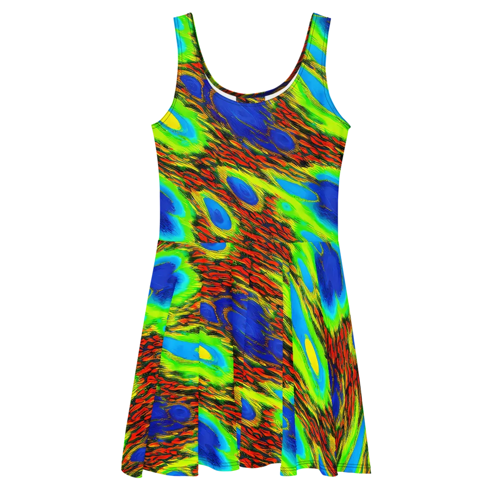 Vibrant Veinwork on Skater Dress — Front