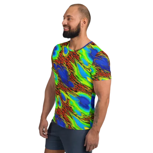 Vibrant Veinwork on a Men's Athletic T-Shirt