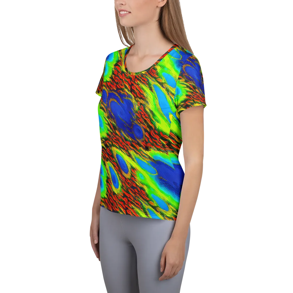 Vibrant Veinwork on Women's Athletic T-Shirt — Left