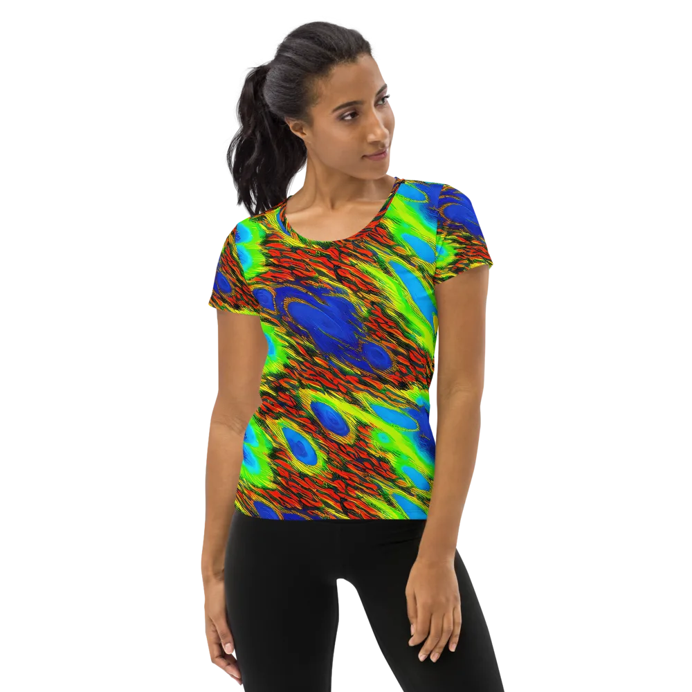 Vibrant Veinwork on Women's Athletic T-Shirt — Front