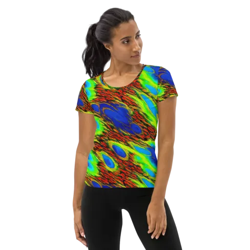 Vibrant Veinwork on a Women's Athletic T-Shirt