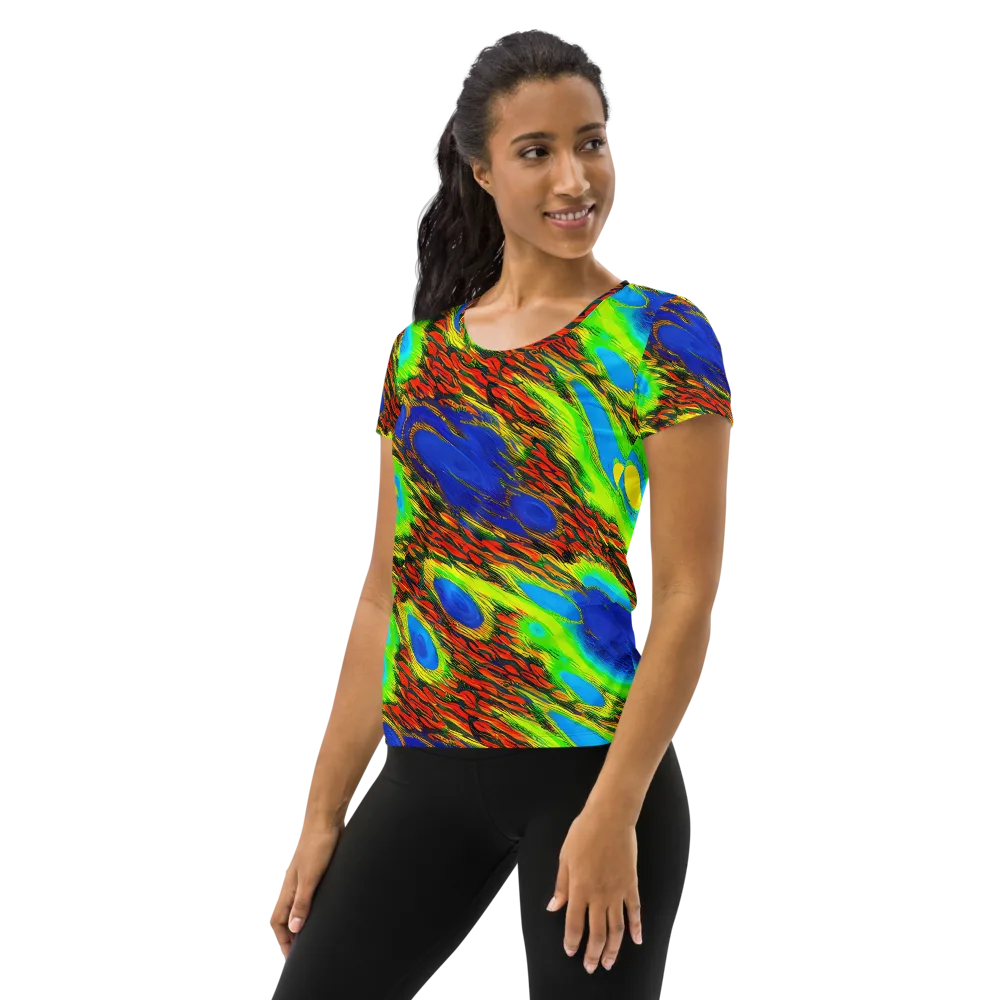 Vibrant Veinwork on Women's Athletic T-Shirt — Left