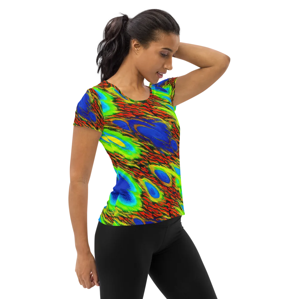 Vibrant Veinwork on Women's Athletic T-Shirt — Right