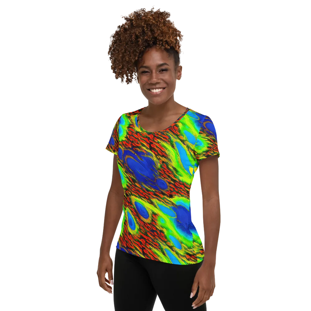 Vibrant Veinwork on Women's Athletic T-Shirt — Left