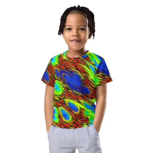 Vibrant Veinwork on a Kids Crew Neck T-Shirt