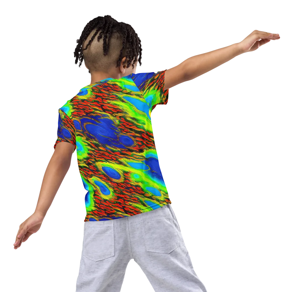 Vibrant Veinwork on Kids Crew Neck T-Shirt — Back