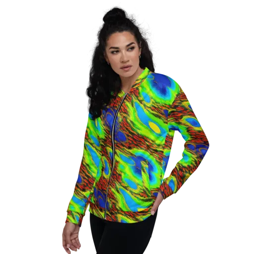 Vibrant Veinwork on a Bomber Jacket
