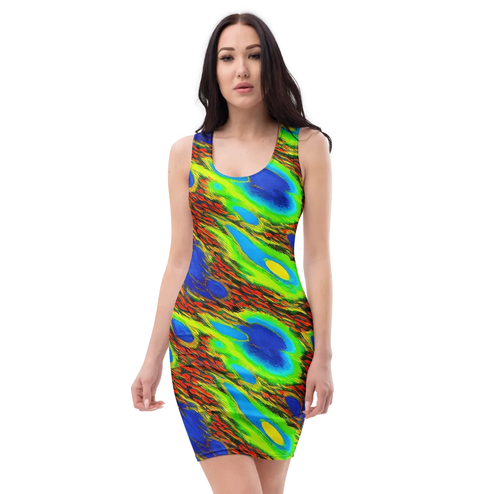 Vibrant Veinwork on Bodycon Dress — Front