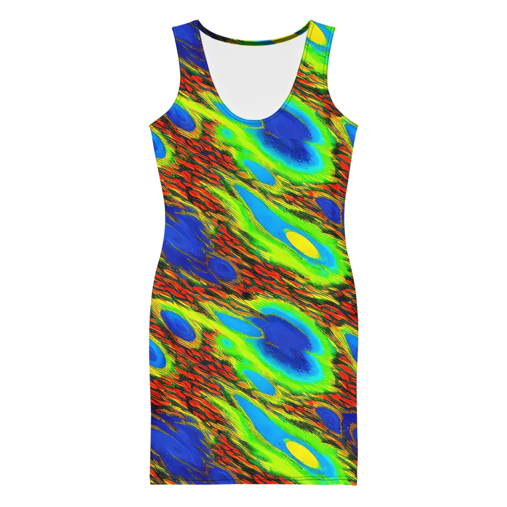 Vibrant Veinwork on Bodycon Dress — Front