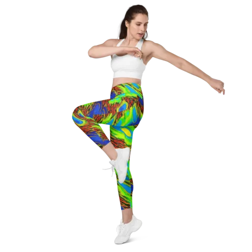 Vibrant Veinwork on a Leggings with Pockets